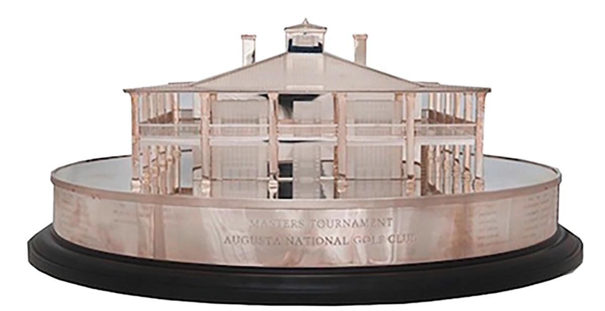 The Masters trophy is a replica of the Augusta National clubhouse The Masters trophy is a replica of the Augusta National clubhouse